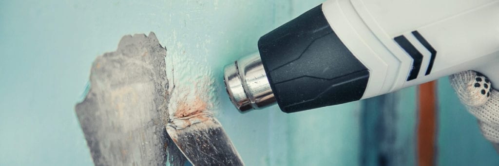 A heat gun is used to safely remove lead-based paint. 